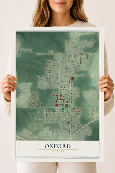 Oxford, Georgia map print, 18" x 24" Archival Matte Print mockup