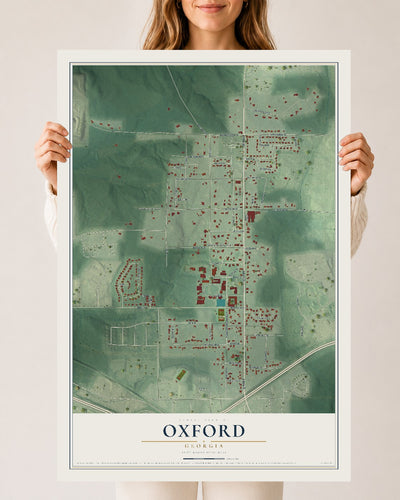 Oxford, Georgia map print, 24" x 36" Archival Matte Print mockup