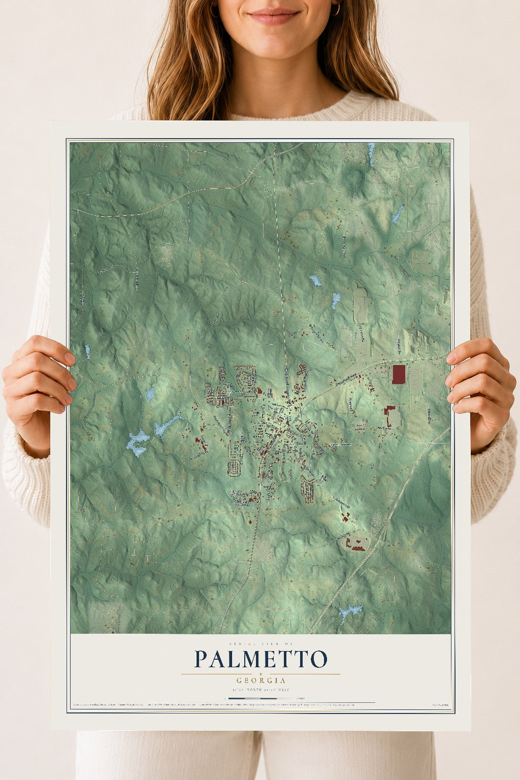 Palmetto, Georgia map print, 18" x 24" Archival Matte Print mockup