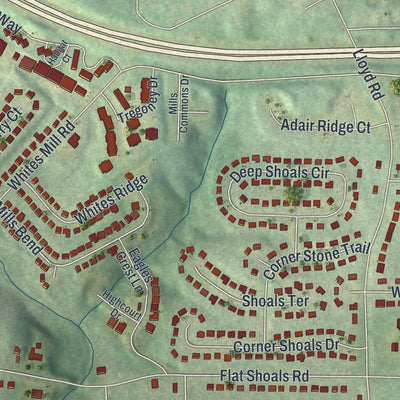 Close-up 1 of the Panthersville, Georgia map artwork