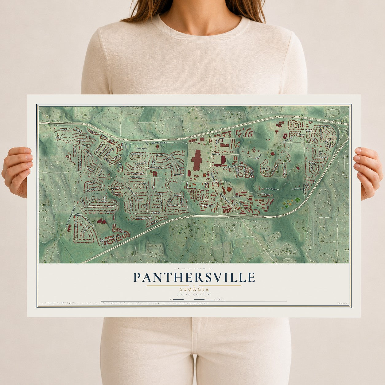 Panthersville, Georgia map print, 12" x 18" Archival Matte Print mockup