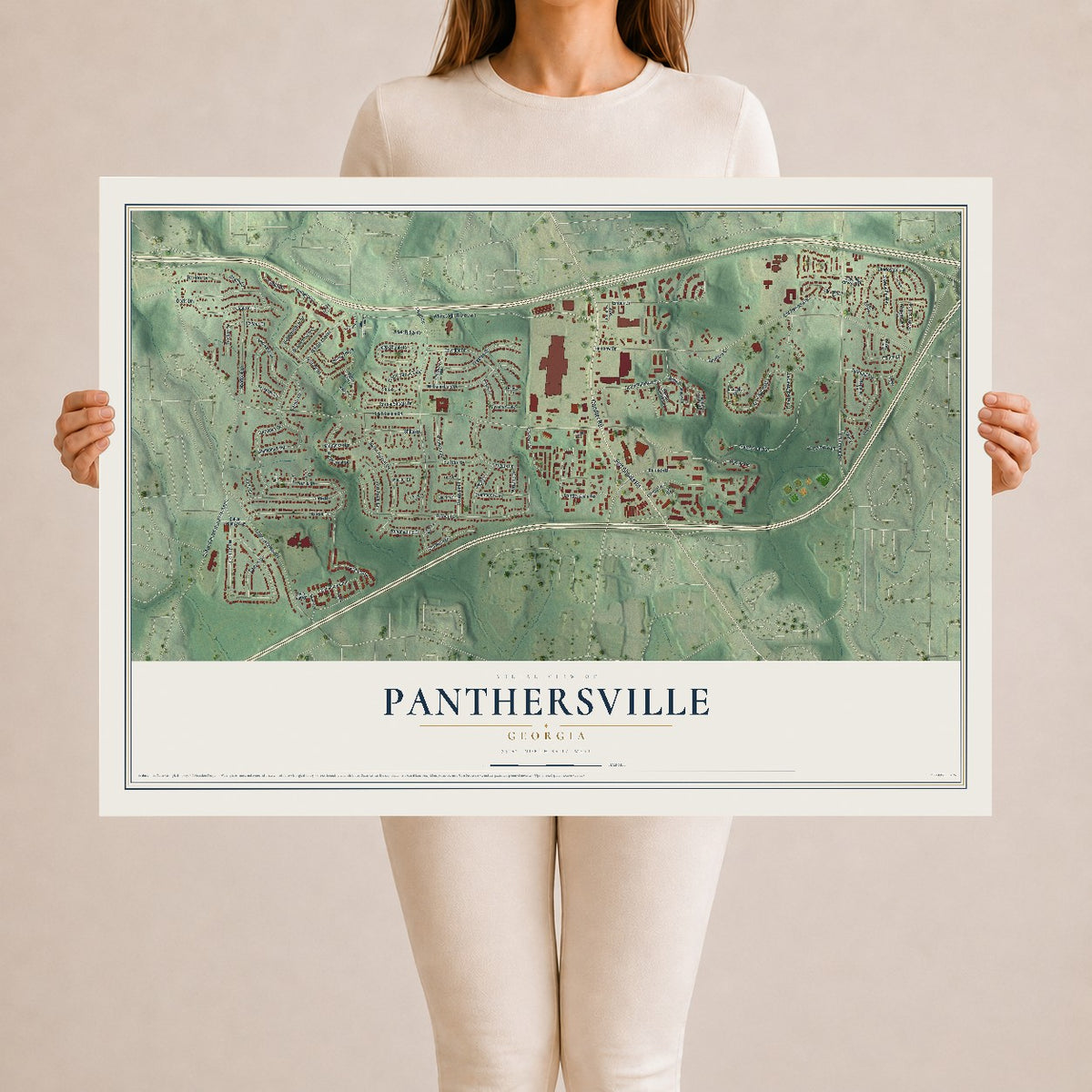 Panthersville, Georgia map print, 24" x 36" Archival Matte Print mockup