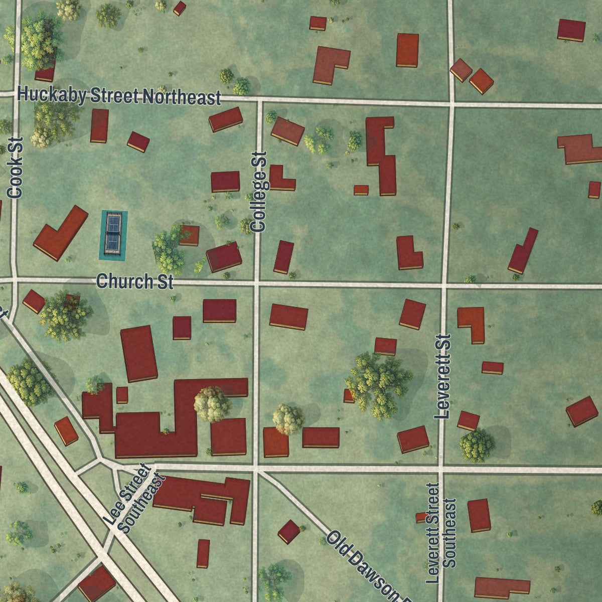 Close-up 1 of the Parrott, Georgia map artwork