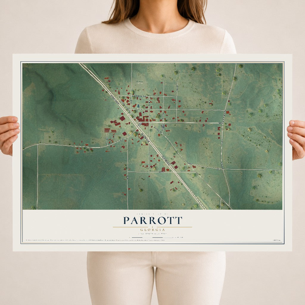 Parrott, Georgia map print, 18" x 24" Archival Matte Print mockup