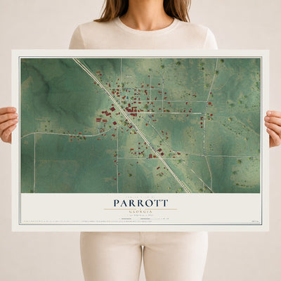 Parrott, Georgia map print, 18" x 24" Archival Matte Print mockup