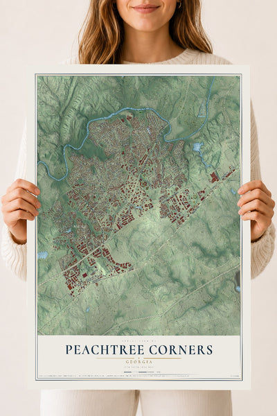 Peachtree Corners, Georgia map print, 18" x 24" Archival Matte Print mockup