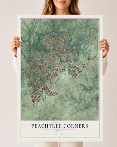 Peachtree Corners, Georgia map print, 24" x 36" Archival Matte Print mockup