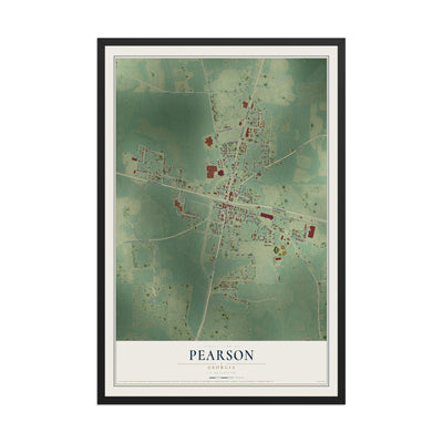 Pearson, Georgia map print, 12" x 18" W/ Black Ayous Wood Frame mockup