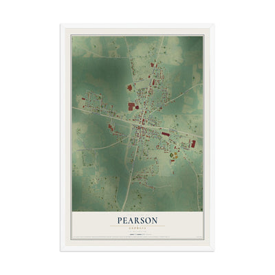 Pearson, Georgia map print, 12" x 18" W/ White Ayous Wood Frame mockup