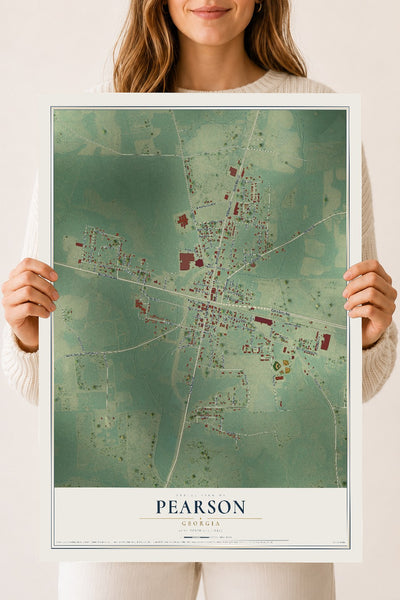 Pearson, Georgia map print, 18" x 24" Archival Matte Print mockup