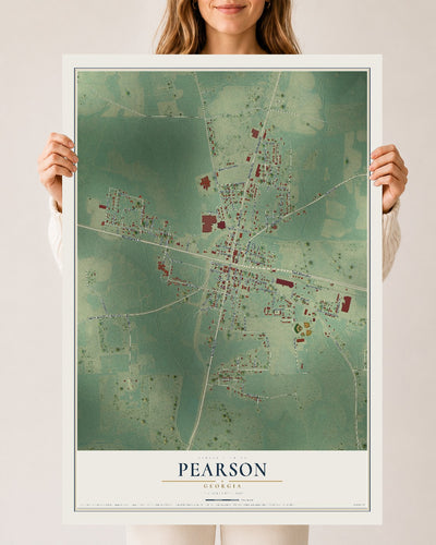 Pearson, Georgia map print, 24" x 36" Archival Matte Print mockup