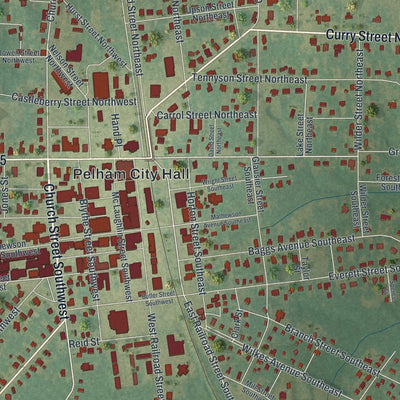 Close-up 1 of the Pelham, Georgia map artwork