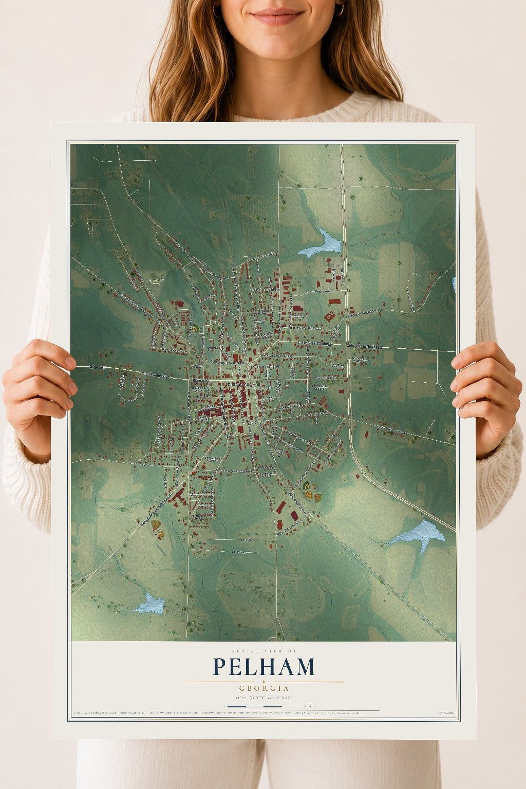 Pelham, Georgia map print, 18" x 24" Archival Matte Print mockup
