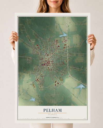 Pelham, Georgia map print, 24" x 36" Archival Matte Print mockup
