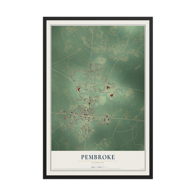Pembroke, Georgia map print, 12" x 18" W/ Black Ayous Wood Frame mockup