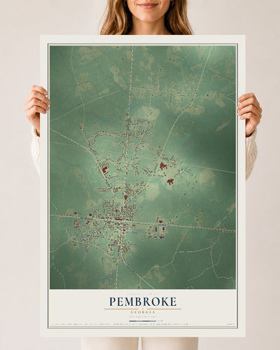 Pembroke, Georgia map print, 24" x 36" Archival Matte Print mockup