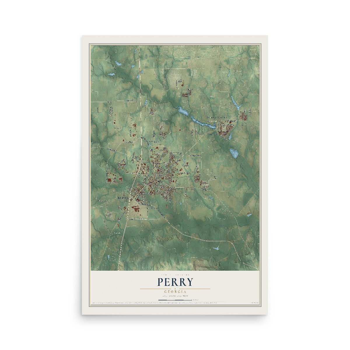 Perry, Georgia map print, 12" x 18" Archival Matte Print mockup
