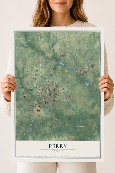 Perry, Georgia map print, 18" x 24" Archival Matte Print mockup