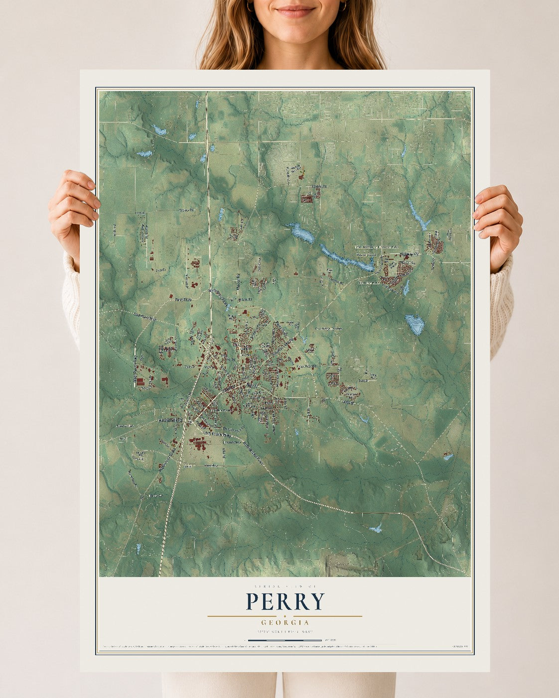 Perry, Georgia map print, 24" x 36" Archival Matte Print mockup