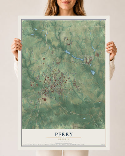 Perry, Georgia map print, 24" x 36" Archival Matte Print mockup