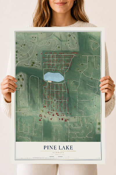 Pine Lake, Georgia map print, 18" x 24" Archival Matte Print mockup