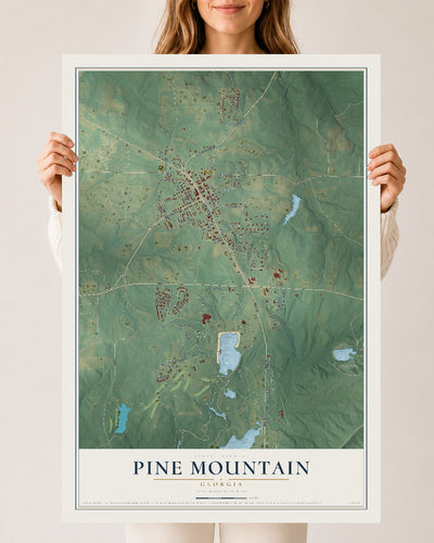 Pine Mountain, Georgia map print, 24" x 36" Archival Matte Print mockup