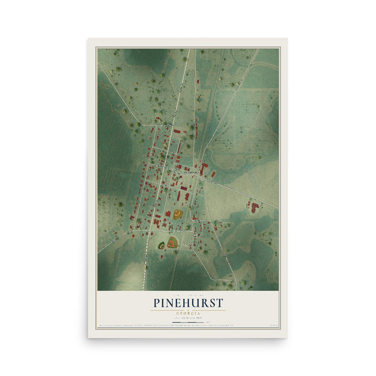 Pinehurst, Georgia map print, 12" x 18" Archival Matte Print mockup