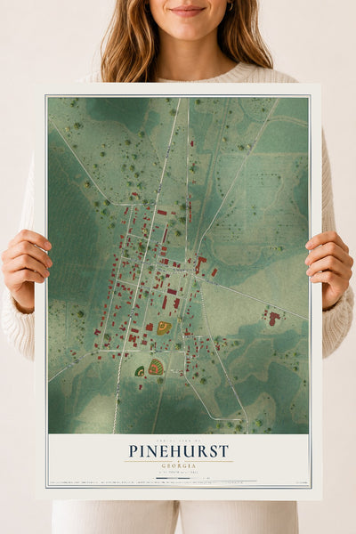 Pinehurst, Georgia map print, 18" x 24" Archival Matte Print mockup