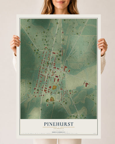 Pinehurst, Georgia map print, 24" x 36" Archival Matte Print mockup
