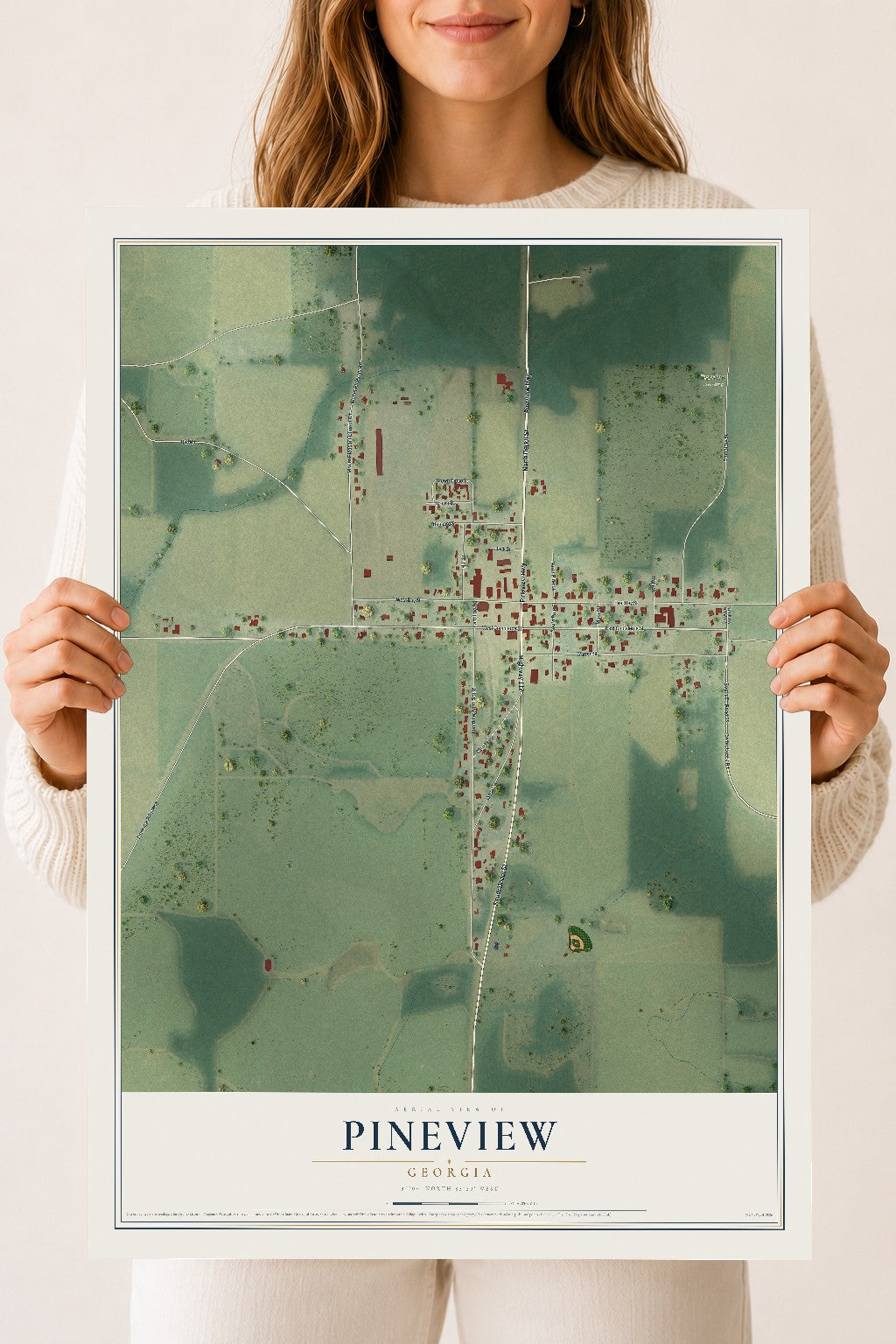 Pineview, Georgia map print, 18" x 24" Archival Matte Print mockup