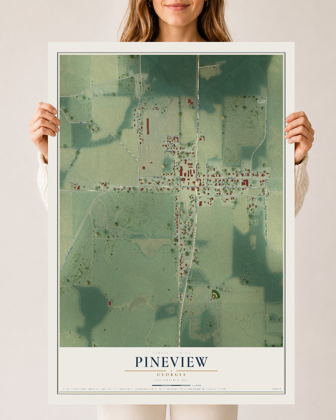 Pineview, Georgia map print, 24" x 36" Archival Matte Print mockup