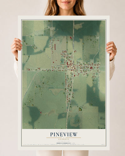 Pineview, Georgia map print, 24" x 36" Archival Matte Print mockup