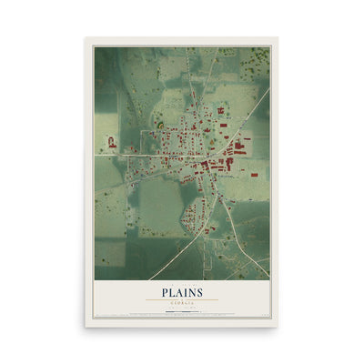 Plains, Georgia map print, 12" x 18" Archival Matte Print mockup