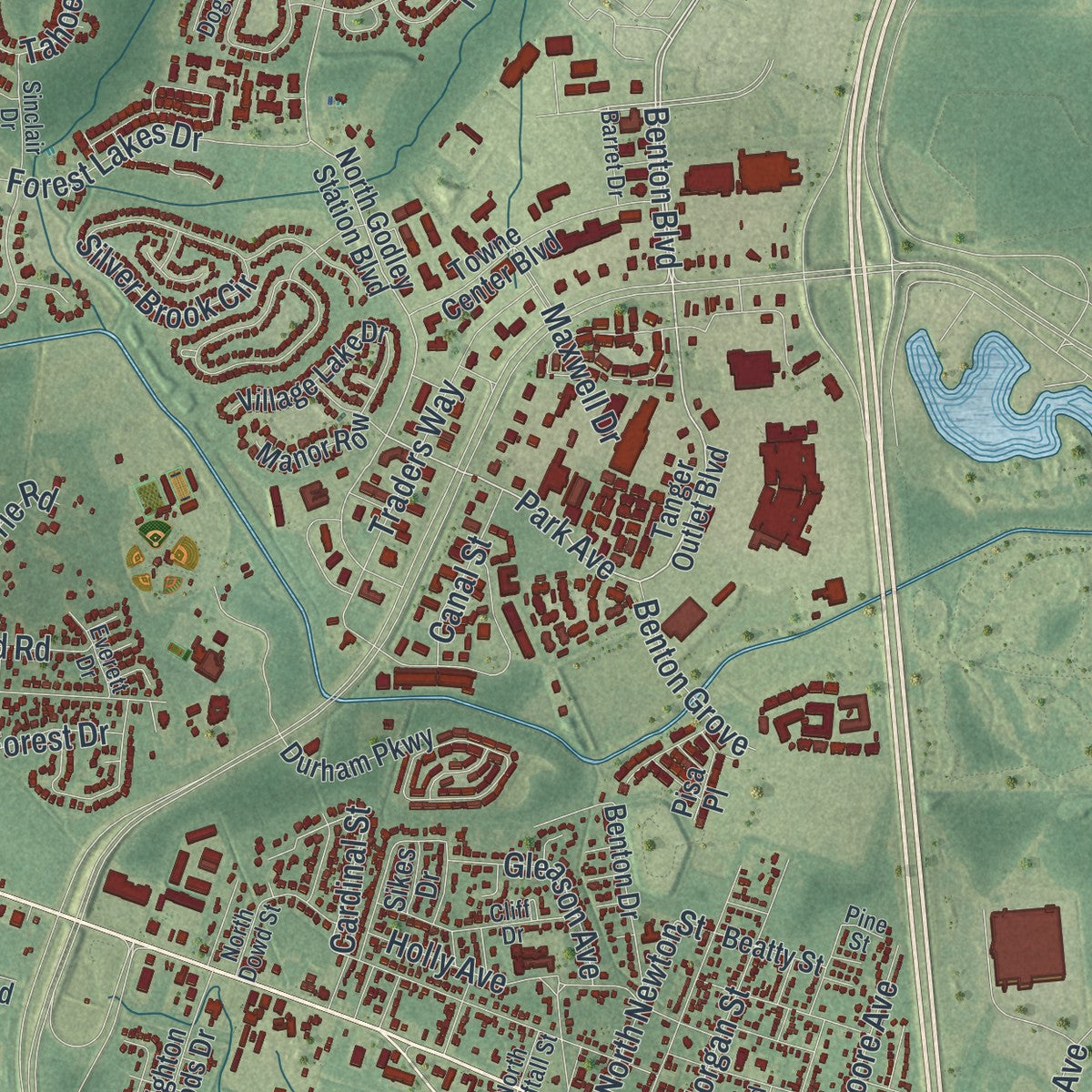 Close-up 1 of the Pooler, Georgia map artwork