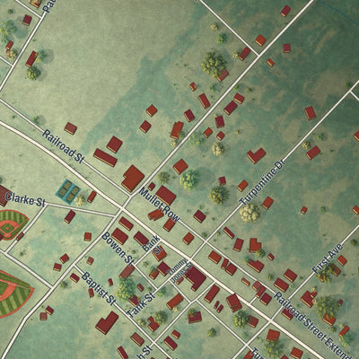 Close-up 1 of the Portal, Georgia map artwork