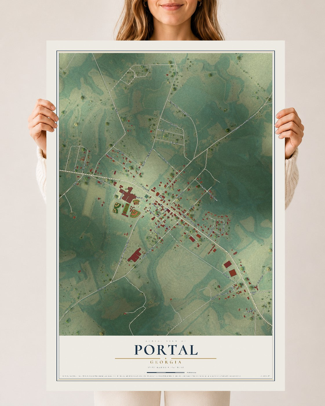 Portal, Georgia map print, 24" x 36" Archival Matte Print mockup