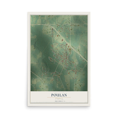 Poulan, Georgia map print, 12" x 18" Archival Matte Print mockup