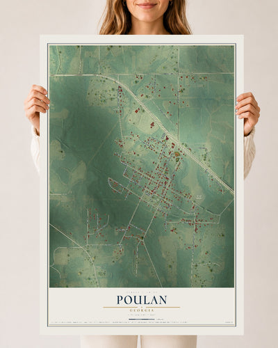 Poulan, Georgia map print, 24" x 36" Archival Matte Print mockup