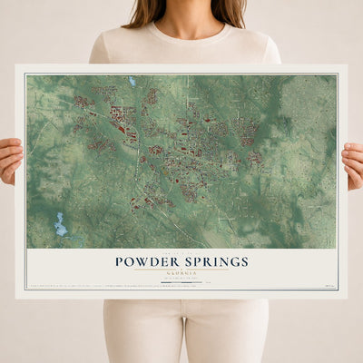 Powder Springs, Georgia map print, 18" x 24" Archival Matte Print mockup