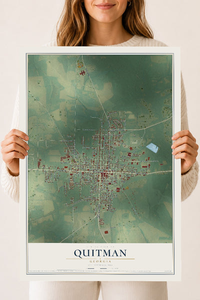 Quitman, Georgia map print, 18" x 24" Archival Matte Print mockup