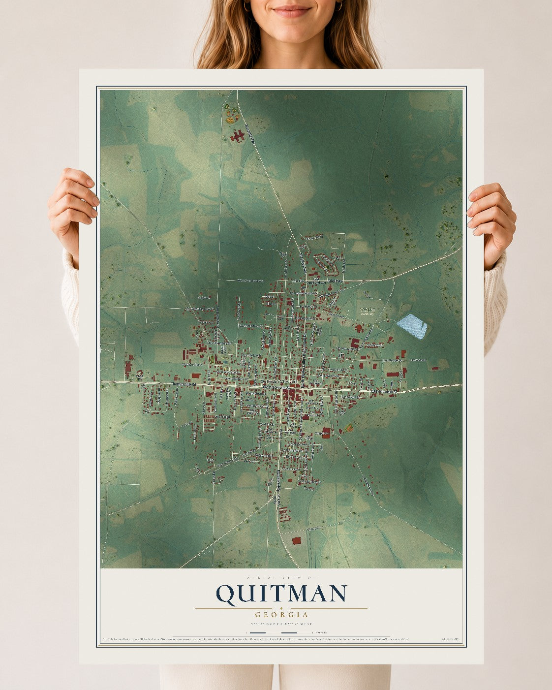 Quitman, Georgia map print, 24" x 36" Archival Matte Print mockup