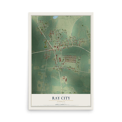 Ray City, Georgia map print, 12" x 18" Archival Matte Print mockup