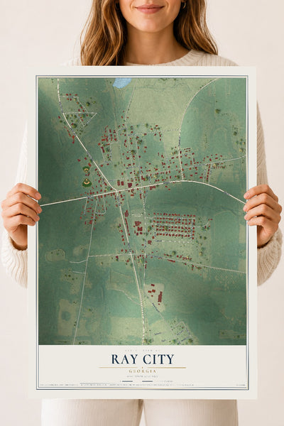 Ray City, Georgia map print, 18" x 24" Archival Matte Print mockup