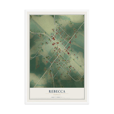 Rebecca, Georgia map print, 12" x 18" W/ White Ayous Wood Frame mockup