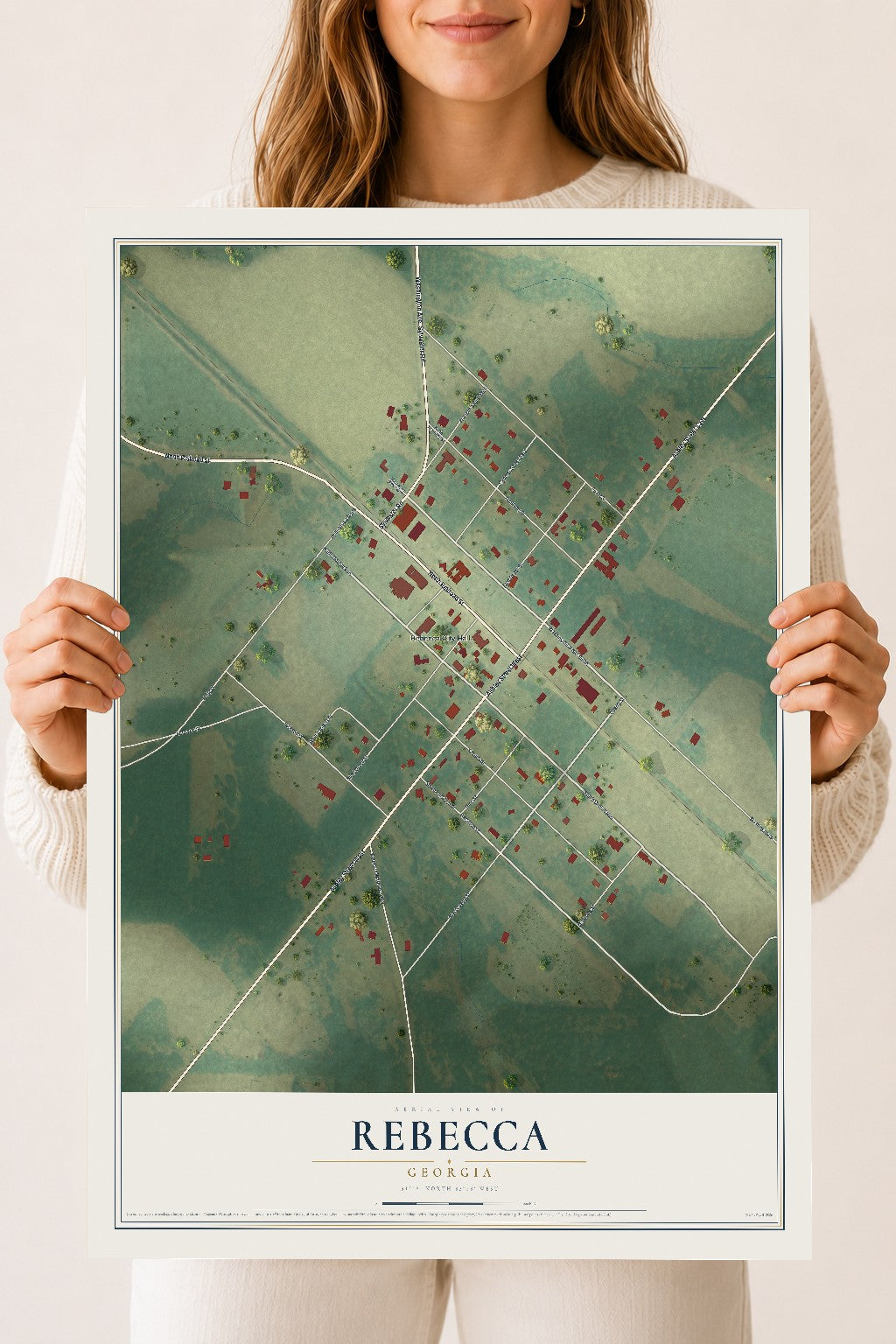Rebecca, Georgia map print, 18" x 24" Archival Matte Print mockup