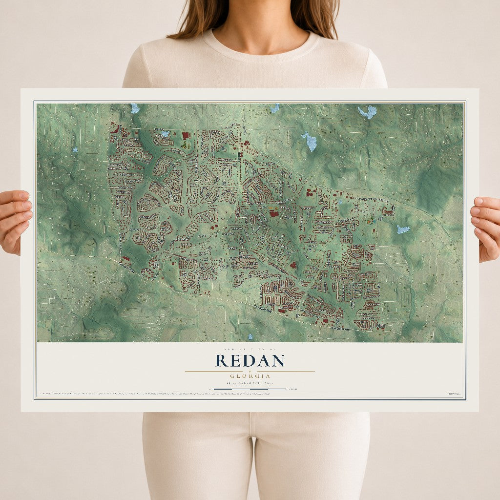 Redan, Georgia map print, 18" x 24" Archival Matte Print mockup