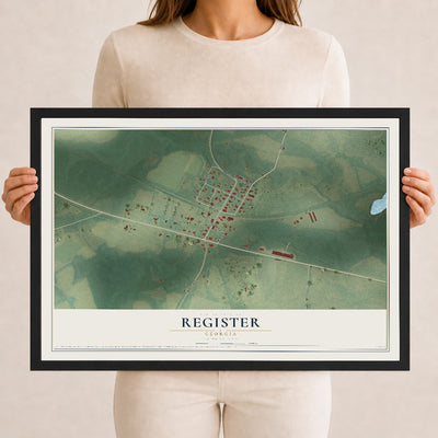 Register, Georgia map print, 12" x 18" W/ Black Ayous Wood Frame mockup