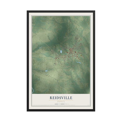 Reidsville, Georgia map print, 12" x 18" W/ Black Ayous Wood Frame mockup