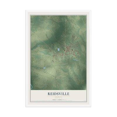 Reidsville, Georgia map print, 12" x 18" W/ White Ayous Wood Frame mockup