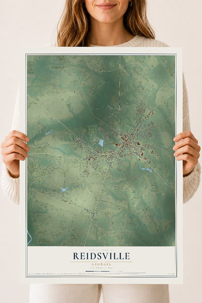 Reidsville, Georgia map print, 18" x 24" Archival Matte Print mockup